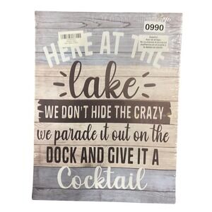 Canvas Wall Art OS Blue New Lake Life Humor Quote Rustic Sign